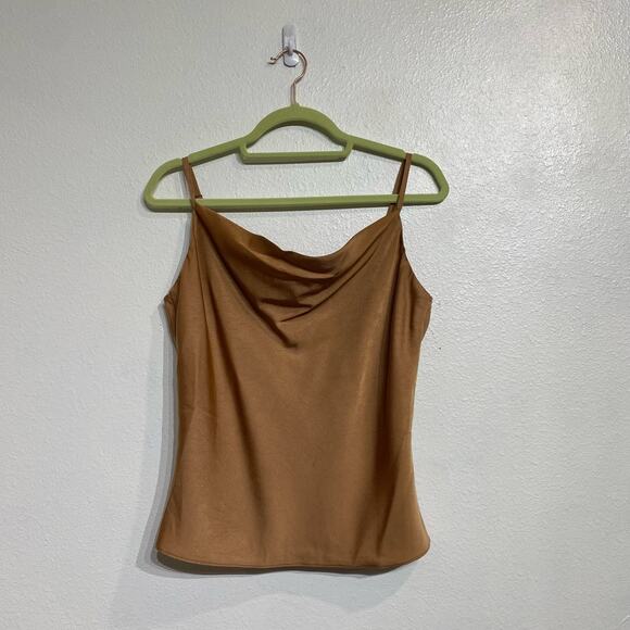 Elan Caramel Brown Sofia Cowl Neck Cami Top Sz M - Picture 2 of 11